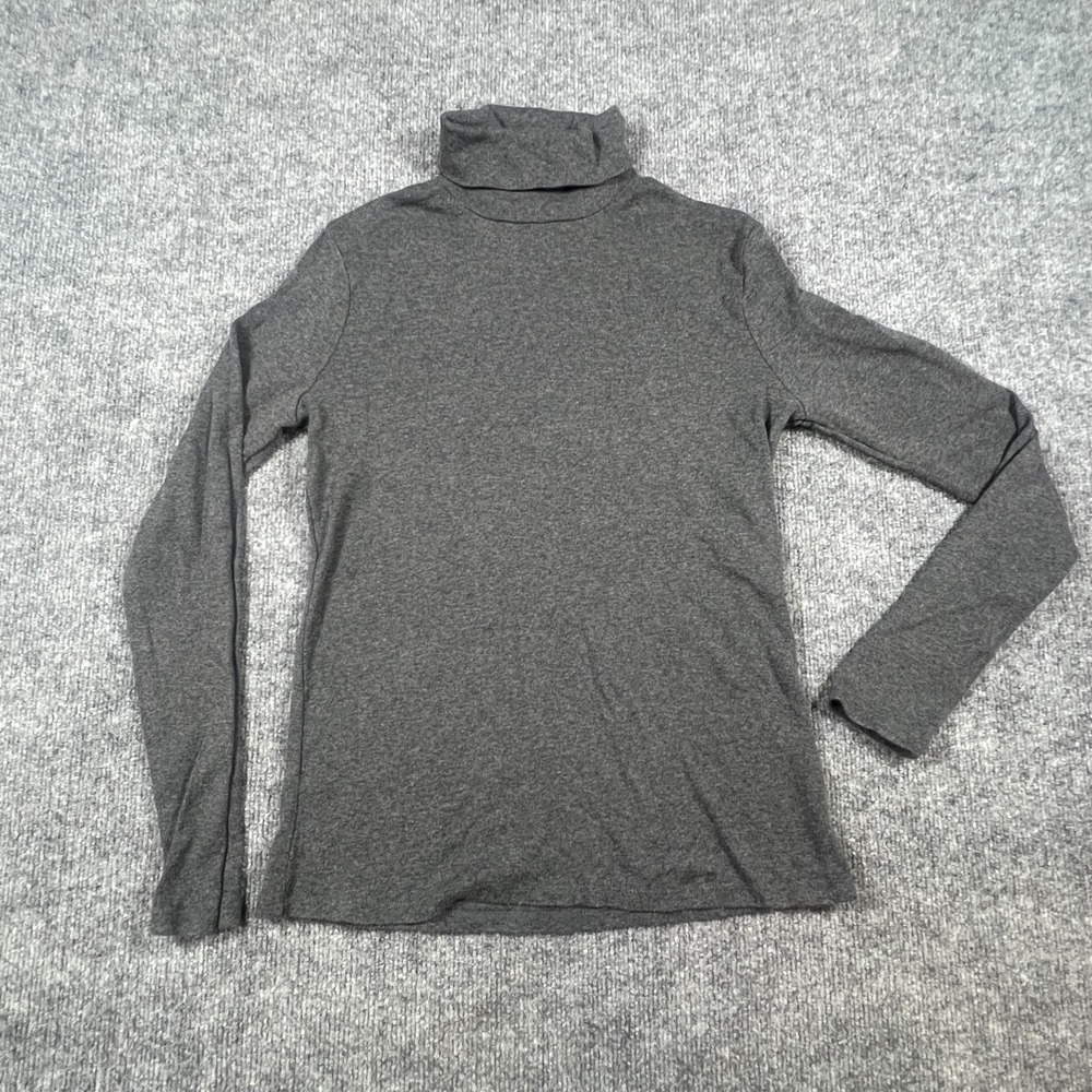 Charter Club Long Sleeve Top Womens S Charcoal Gray Supima Cotton Turtleneck